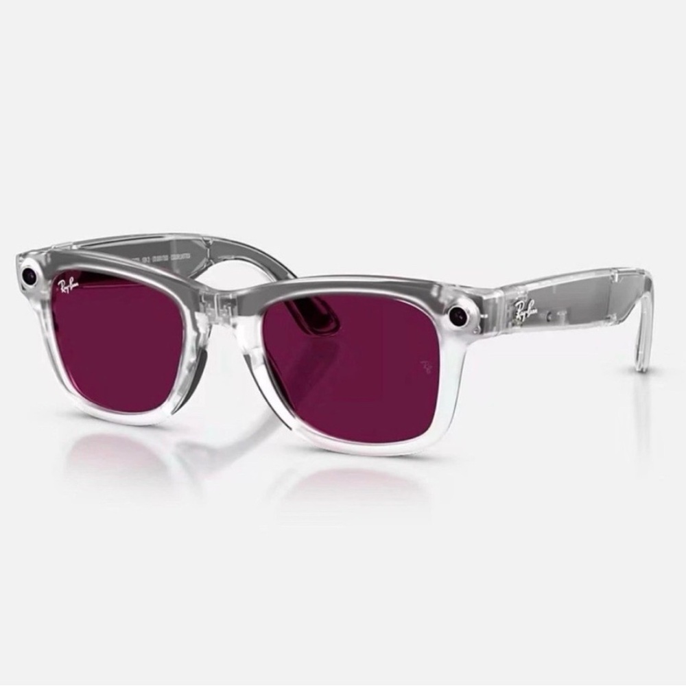Ray-Ban Transparent Frame Sunglasses with Burgundy Lenses